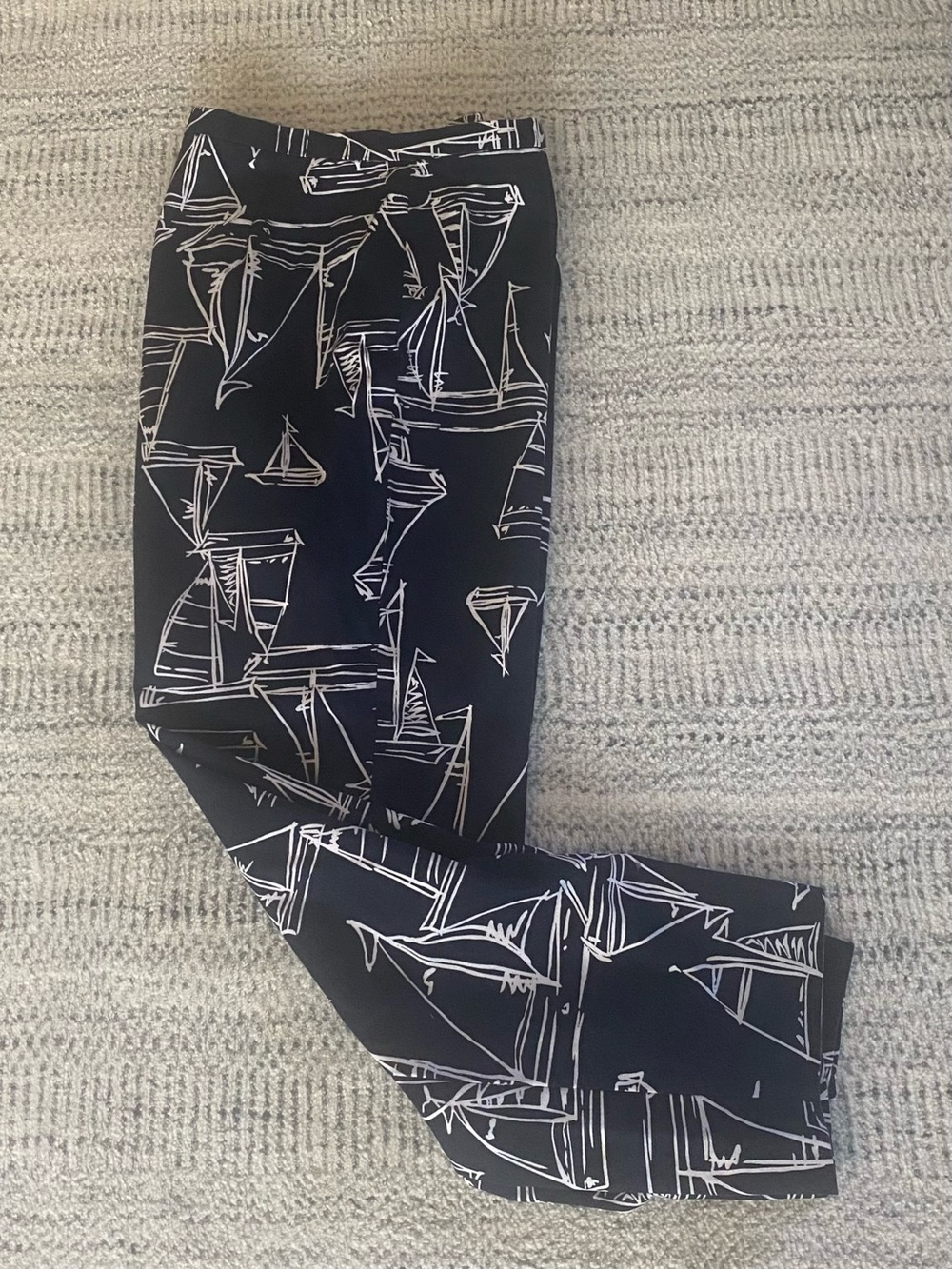 Talbots Navy Blue Pants with White Sailboat Print